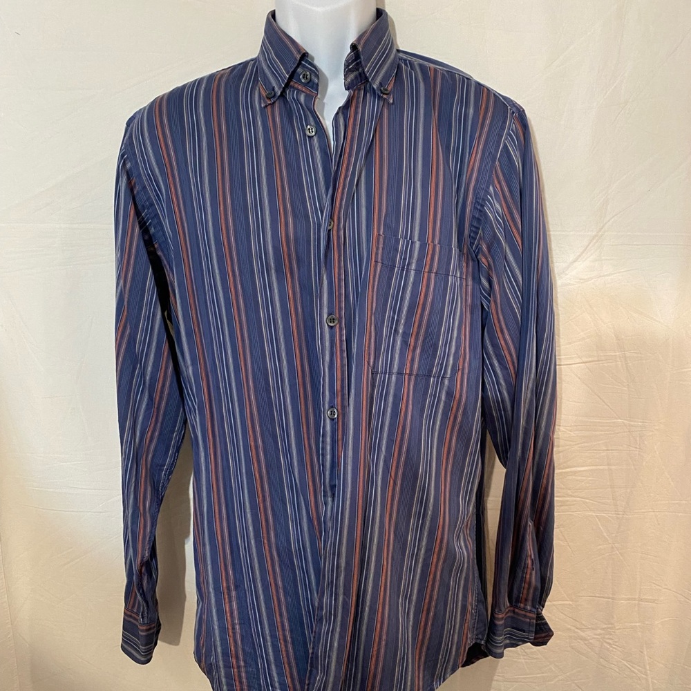 ZEGNA SPORT Men’s Striped Button Down Shirt Sz M